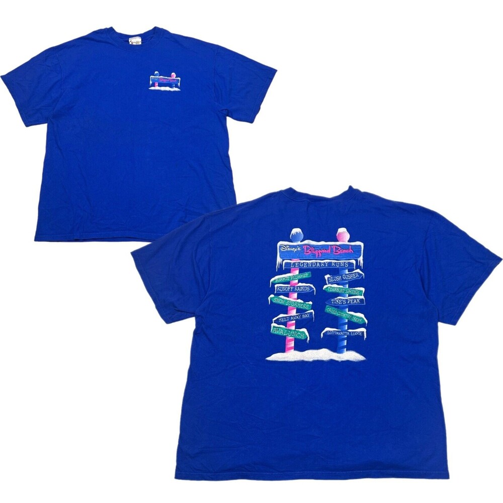 Disney VTG Y2K Blizzard Beach Legendary Runs Graphic Tee T-Shirt Blue XL